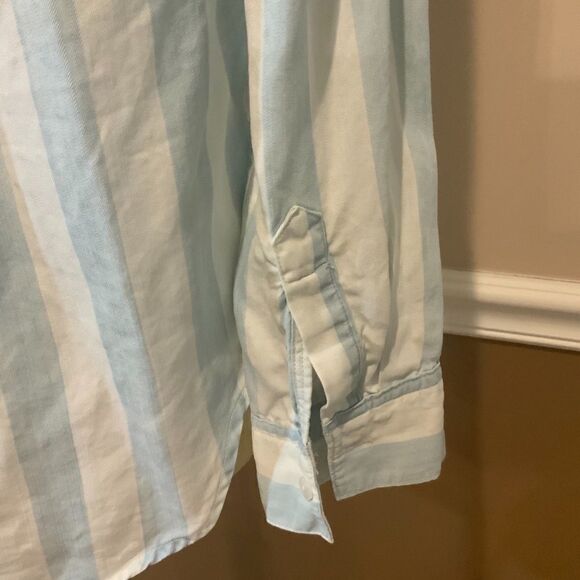 Rails Blue White Block Stripe Lace Tie Blouse S - Picture 11 of 14